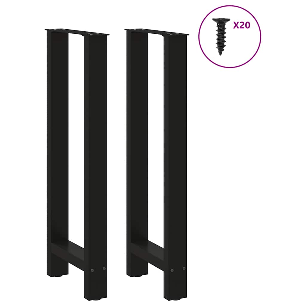 Bartischbeine Schwarz 2 Stk. 40x(100-101) cm Stahl