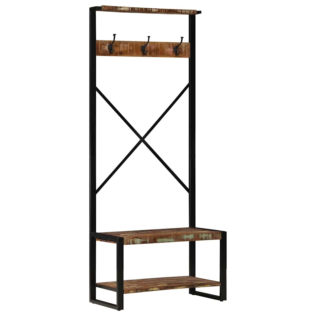 Kleiderständer Mehrfarbig 80x40x190 cm Altholz Massivholz