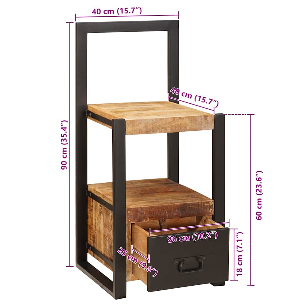 Ankleidehaken mit Regal Braun 40 x 40 x 90 cm Massivholz Mango