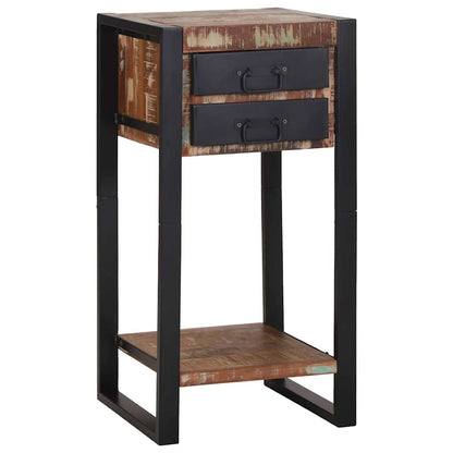 Beistelltisch mit Regal Mehrfarbig Massives upgecyceltes Holz