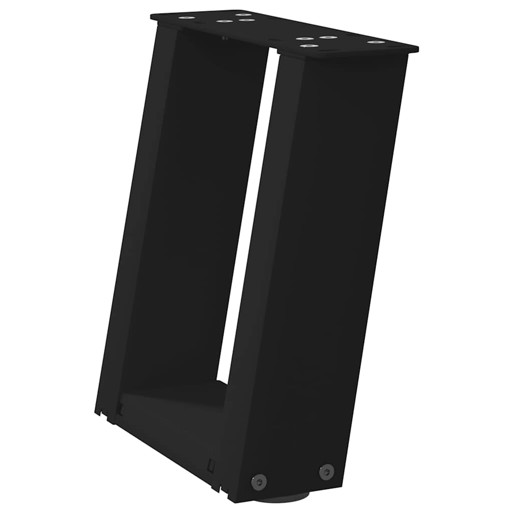 Pieds de table basse en U, 2 pièces, noir, 30 x 30-31 cm, acier