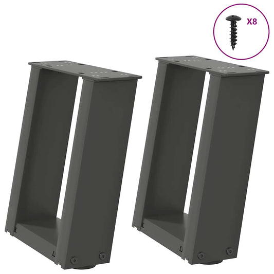 Pieds de table basse en U, 2 pièces, anthracite, 30 x 30-31 cm, acier