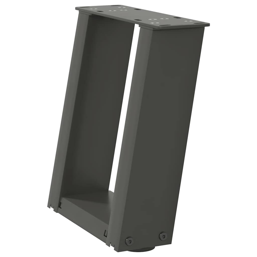 Pieds de table basse en U, 2 pièces, anthracite, 30 x 30-31 cm, acier