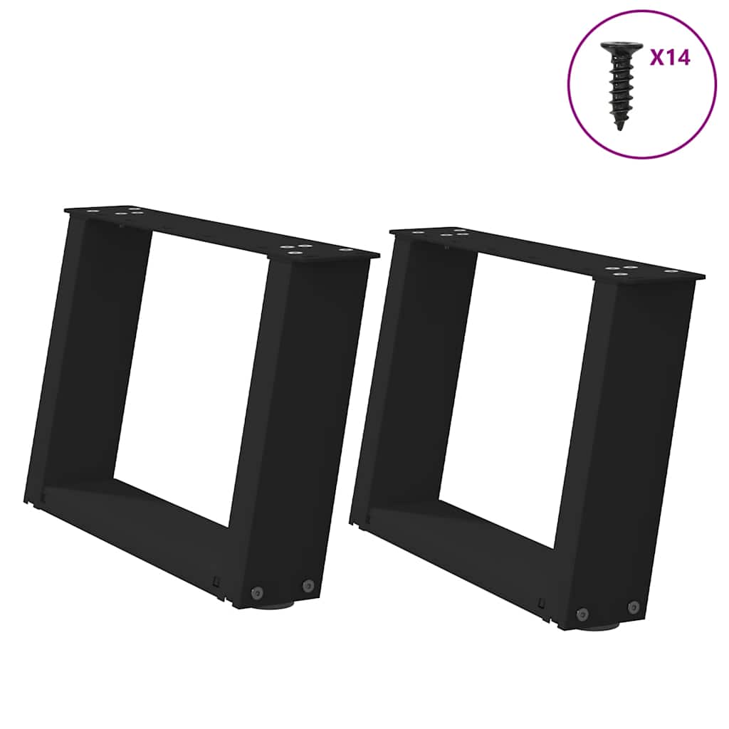 Pieds de table basse en U, 2 pièces, noir, 40 x 30-31 cm, acier