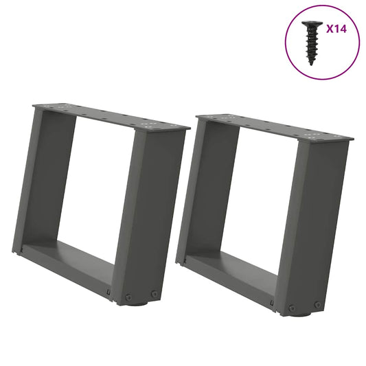 Pieds de table basse en U, 2 pièces, anthracite, 40 x 30-31 cm, acier