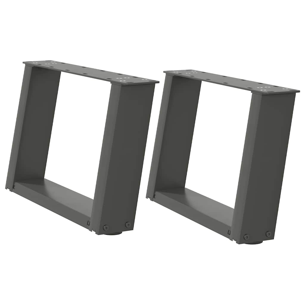 Pieds de table basse en U, 2 pièces, anthracite, 50 x 30-31 cm, acier
