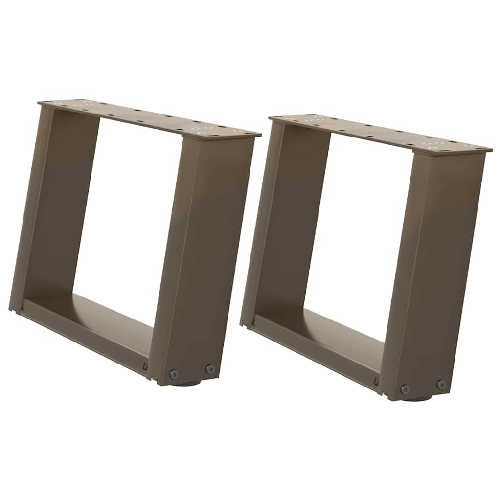 Pieds de table basse en U, 2 pièces, acier naturel, 50 x (30-31) cm