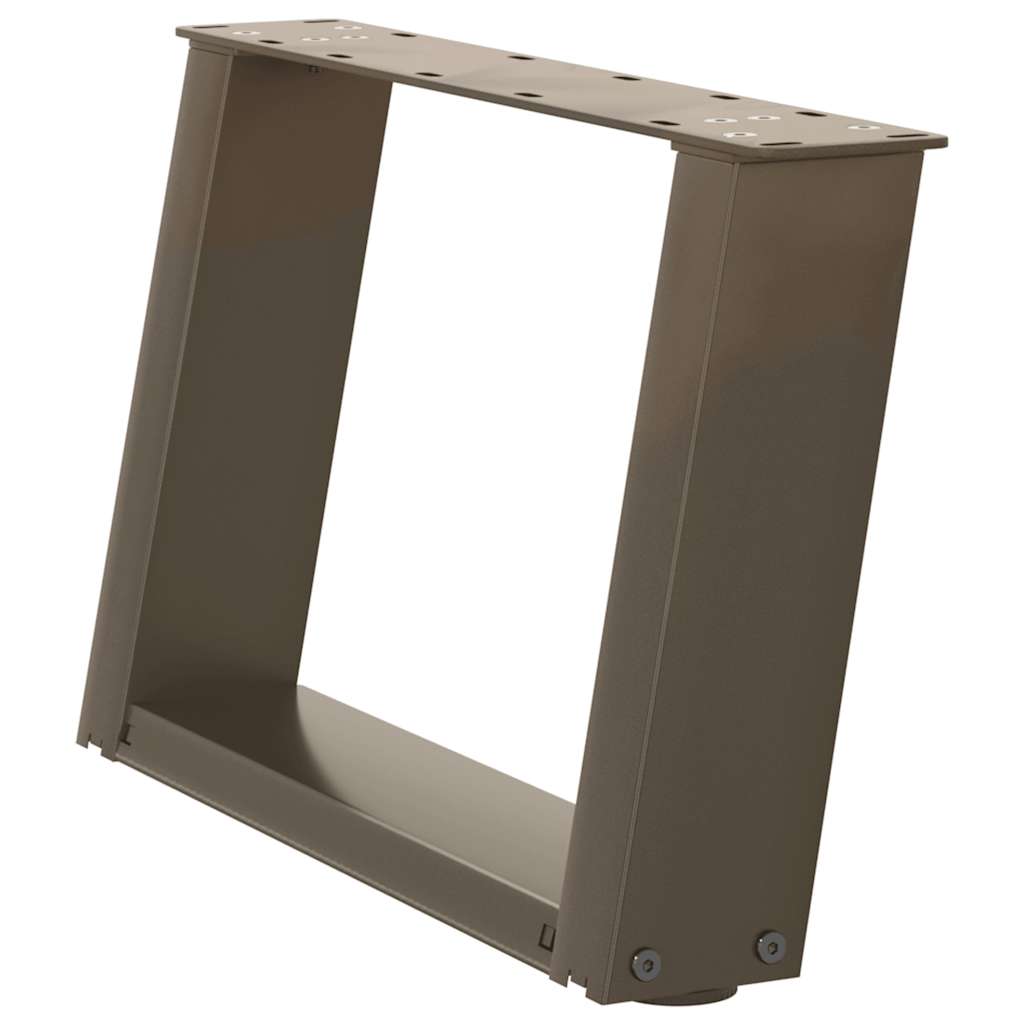 Pieds de table basse en U, 2 pièces, acier naturel, 50 x (30-31) cm