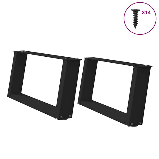 Pieds de table basse en U, 2 pièces, noir, 60 x 30-31 cm, acier