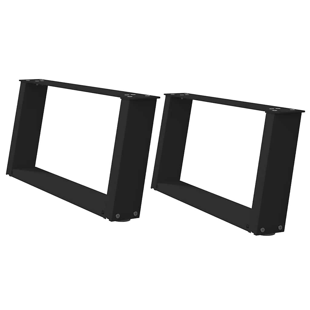 Pieds de table basse en U, 2 pièces, noir, 60 x 30-31 cm, acier