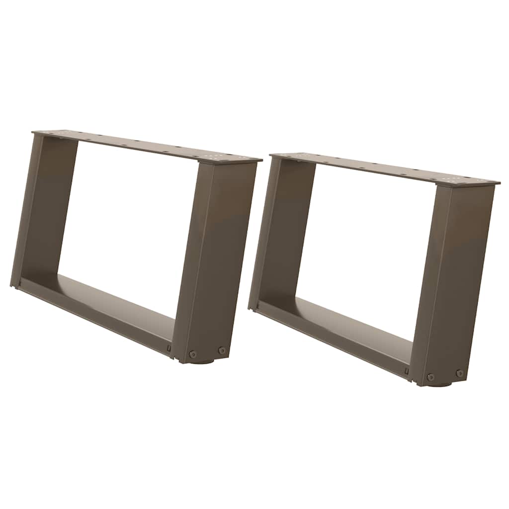 Pieds de table basse en U, 2 pièces, acier naturel, 60 x (30-31) cm