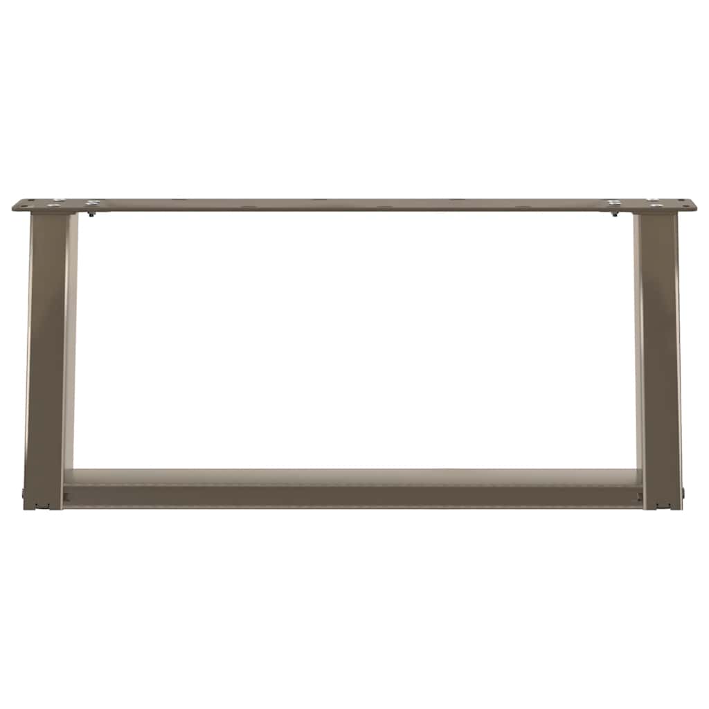 Pieds de table basse en U, 2 pièces, acier naturel, 60 x (30-31) cm
