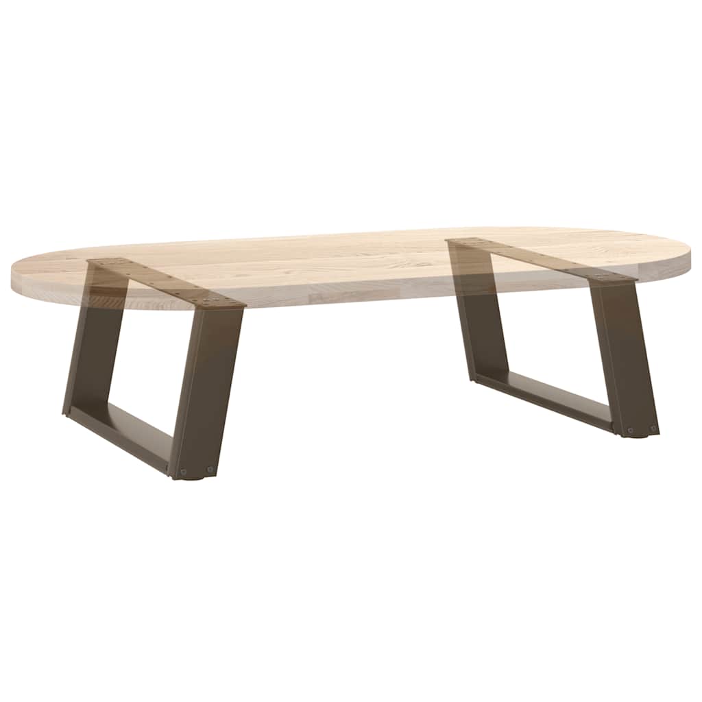 Pieds de table basse en U, 2 pièces, acier naturel, 60 x (30-31) cm