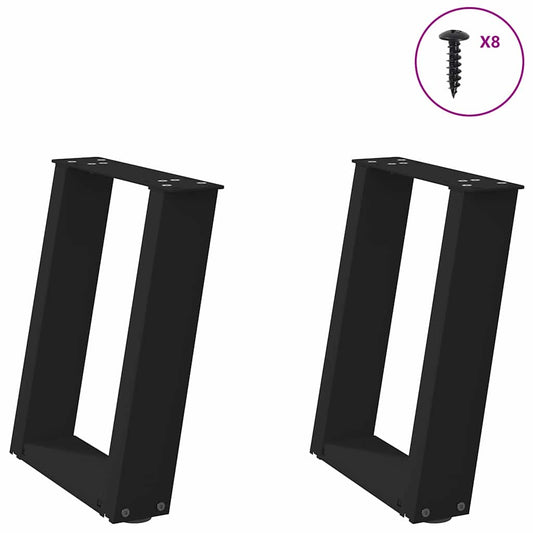 Pieds de table basse en U, 2 pièces, noir, 28 x 42-43 cm, acier
