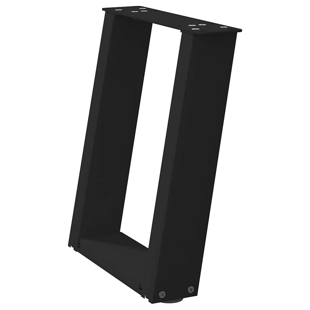 Pieds de table basse en U, 2 pièces, noir, 28 x 42-43 cm, acier