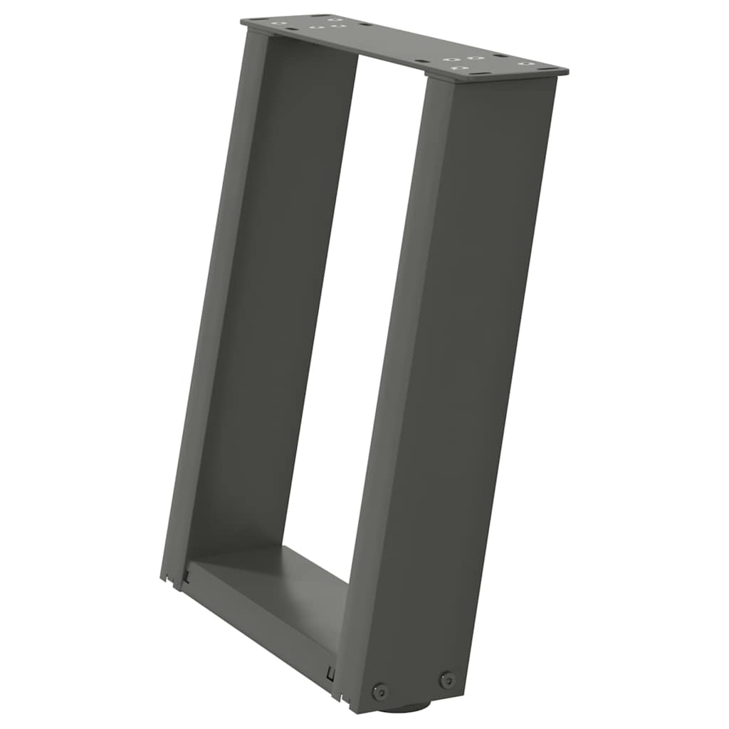 Pieds de table basse en U, 2 pièces, anthracite, 28 x 42-43 cm, acier