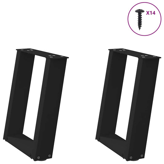 Pieds de table basse en U, 2 pièces, noir, 38 x 42-43 cm, acier