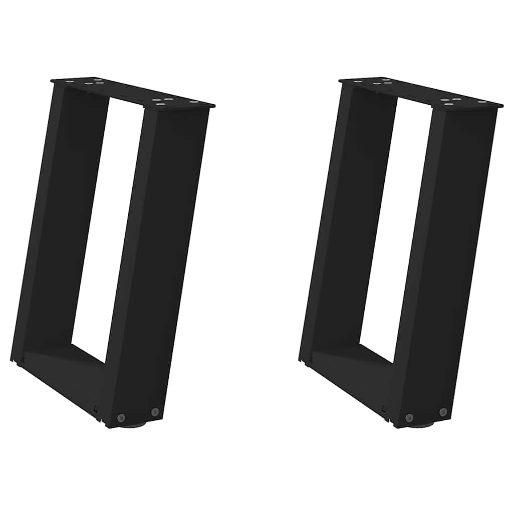 Pieds de table basse en U, 2 pièces, noir, 38 x 42-43 cm, acier