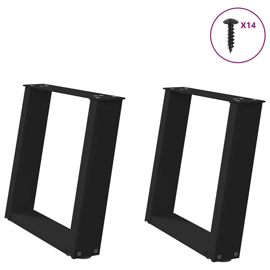 Pieds de table basse en U, 2 pièces, noir, 50 x 42-43 cm, acier