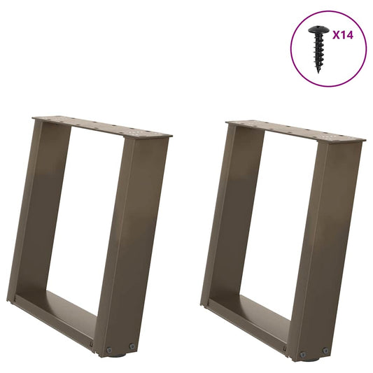 Pieds de table basse en U, 2 pièces, acier naturel, 50 x (42-43) cm