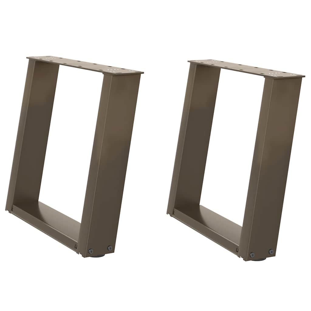 Pieds de table basse en U, 2 pièces, acier naturel, 50 x (42-43) cm