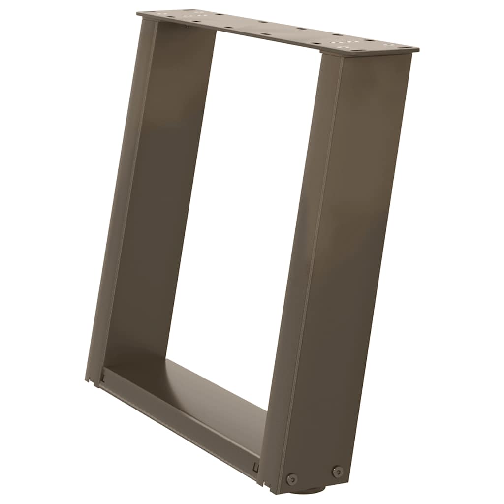 Pieds de table basse en U, 2 pièces, acier naturel, 50 x (42-43) cm