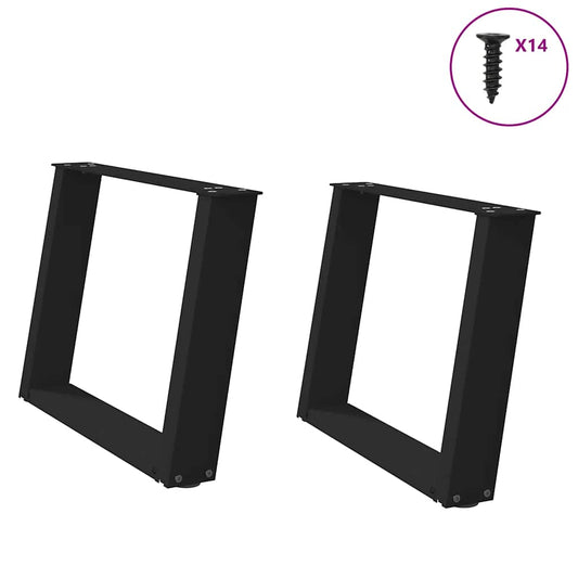 Pieds de table basse en U, 2 pièces, noir, 60 x 42-43 cm, acier