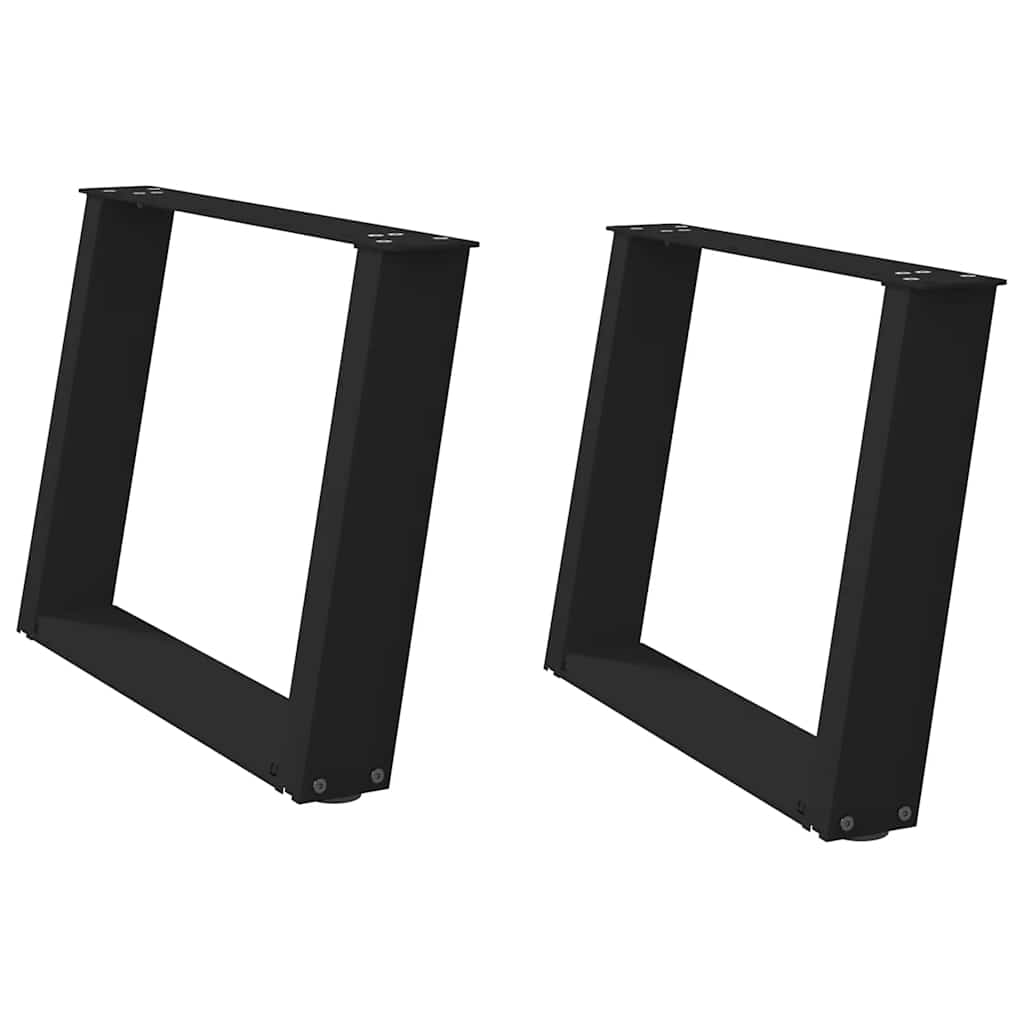 Pieds de table basse en U, 2 pièces, noir, 60 x 42-43 cm, acier