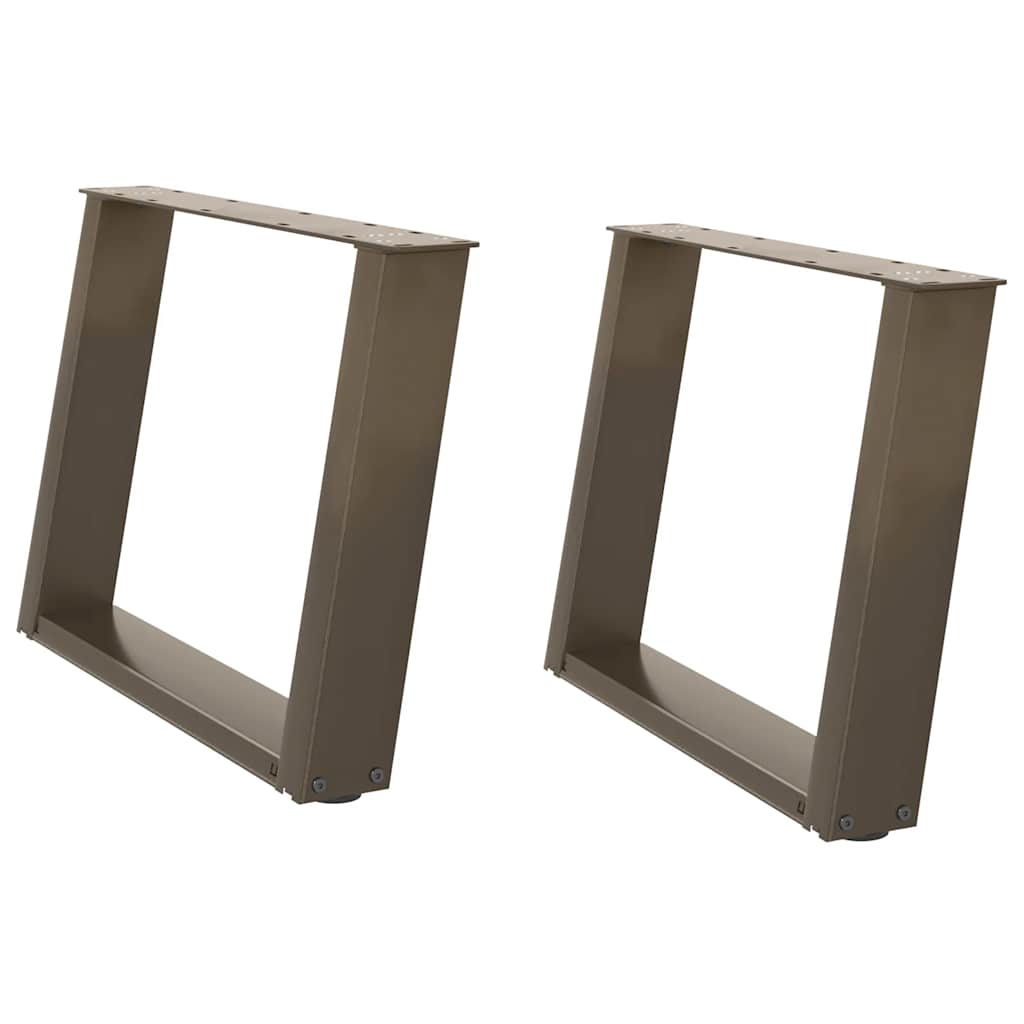 Pieds de table basse en U, 2 pièces, acier naturel, 60 x (42-43) cm
