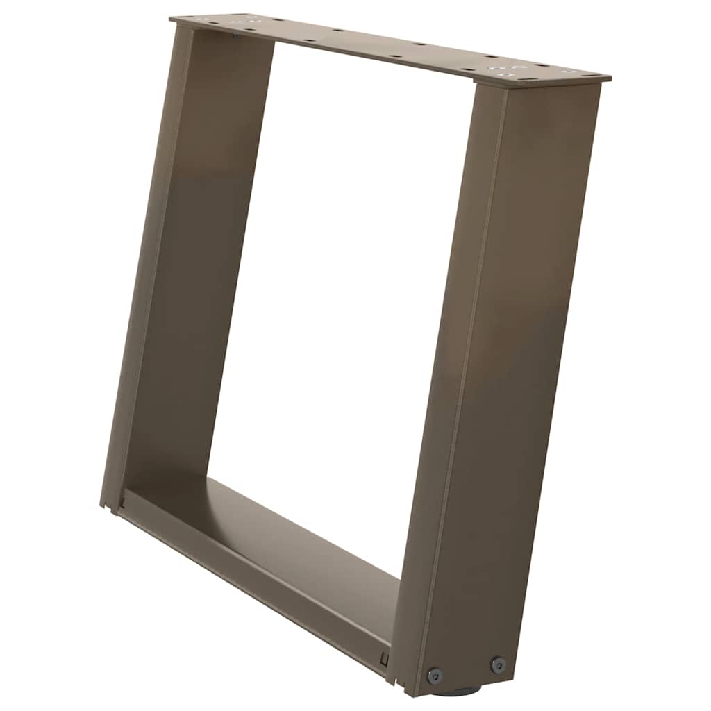 Pieds de table basse en U, 2 pièces, acier naturel, 60 x (42-43) cm