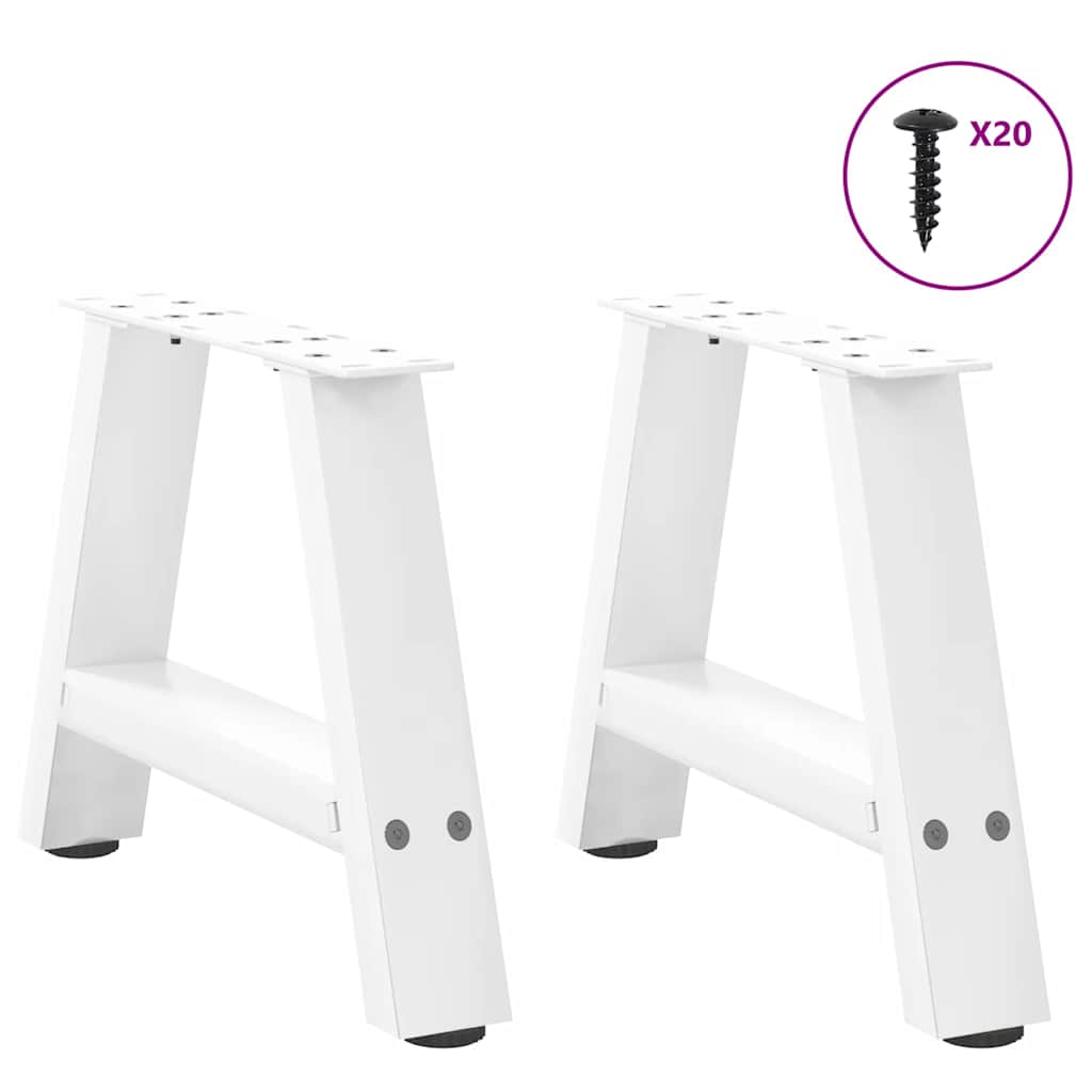 Pieds de table basse en forme de A, 2 pièces, blanc, 40 x 30-31 cm, acier