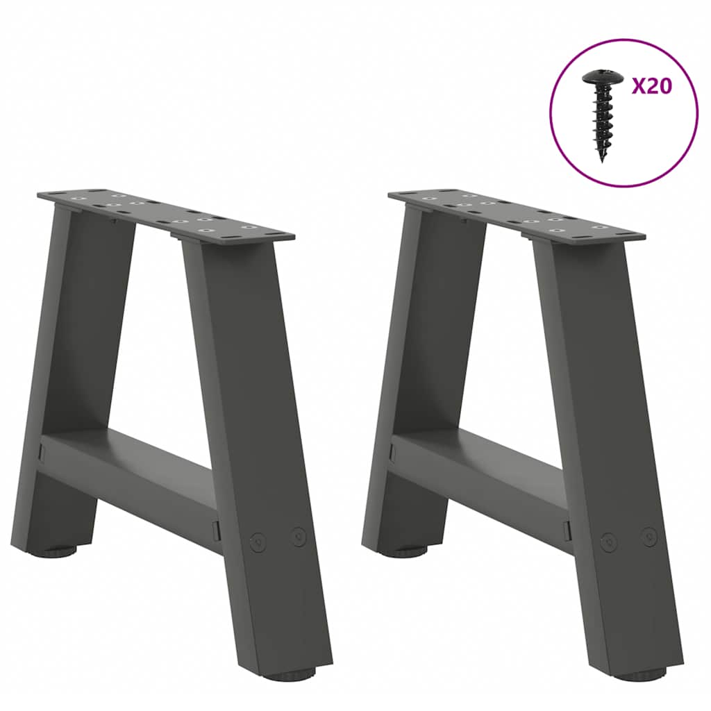 Pieds de table basse en forme de A, 2 pièces, anthracite, 40 x 30-31 cm, acier