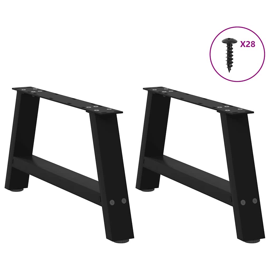 Pieds de table basse en forme de A, 2 pièces, noir, 60 x 30-31 cm, acier
