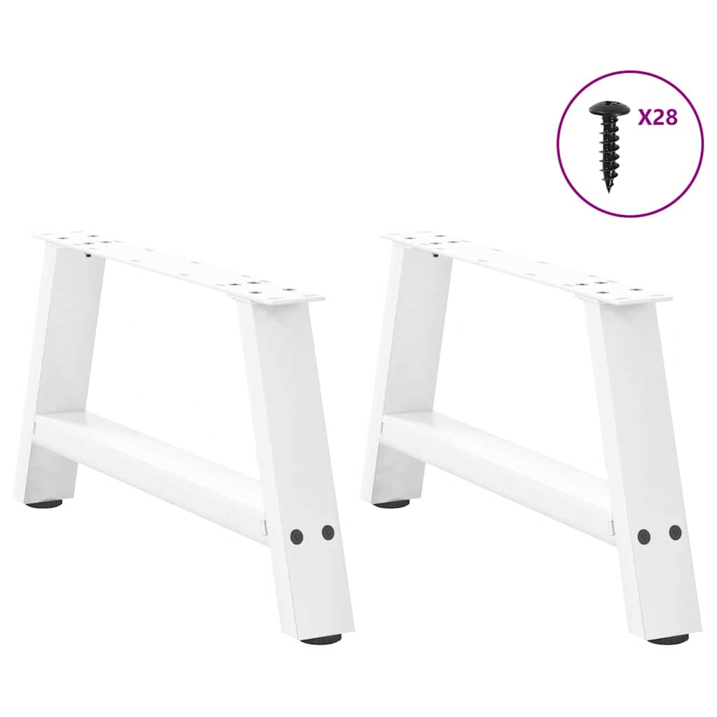 Pieds de table basse en forme de A, 2 pièces, blanc, 60 x 30-31 cm, acier