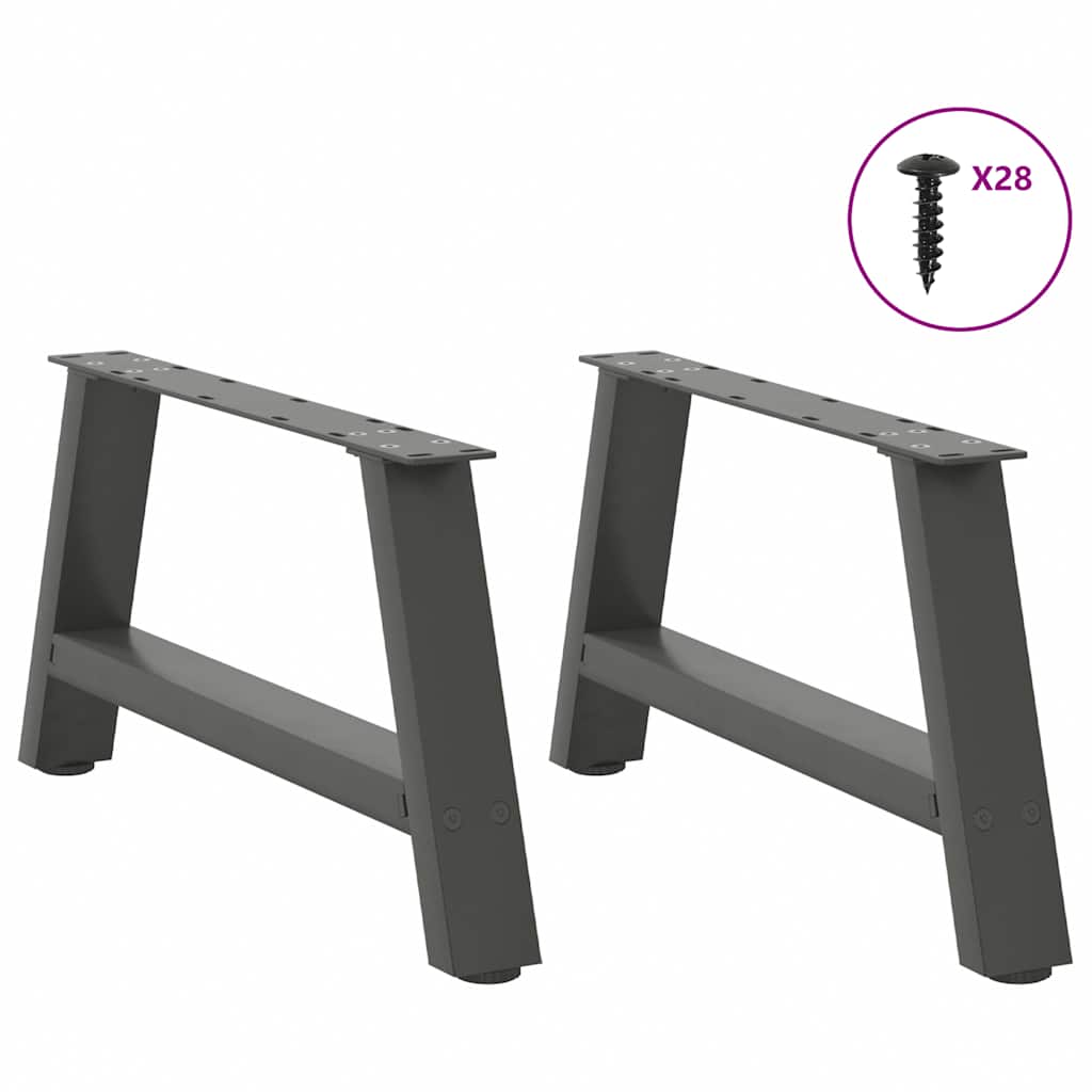 Pieds de table basse en forme de A, 2 pièces, anthracite, 70 x (30-31) cm, acier