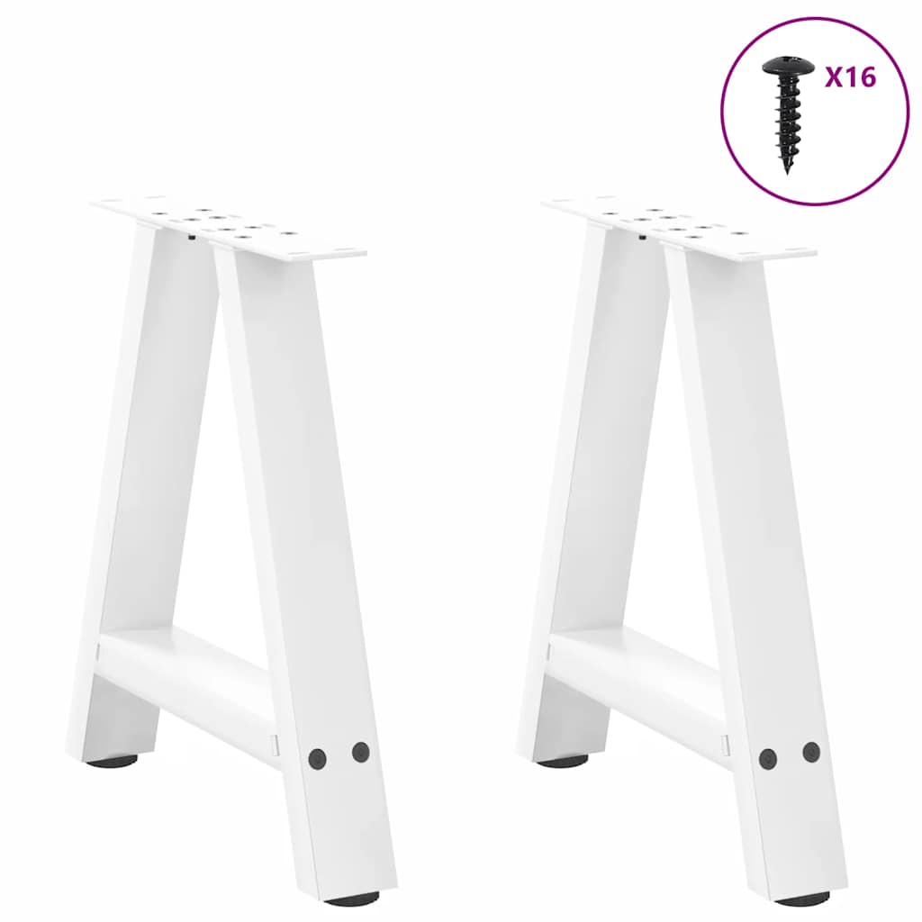 Pieds de table basse en forme de A, 2 pièces, blanc, 38 x 42-43 cm, acier