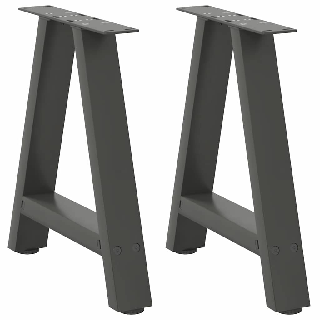 Pieds de table basse en forme de A, 2 pièces, anthracite, 38 x (42-43) cm, acier
