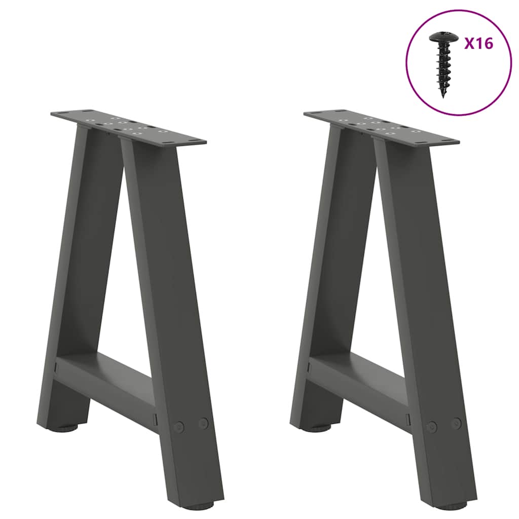 Pieds de table basse en forme de A, 2 pièces, anthracite, 38 x (42-43) cm, acier
