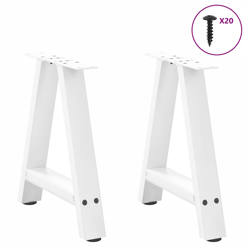 Pieds de table basse en forme de A, 2 pièces, blanc, 50 x 42-43 cm, acier