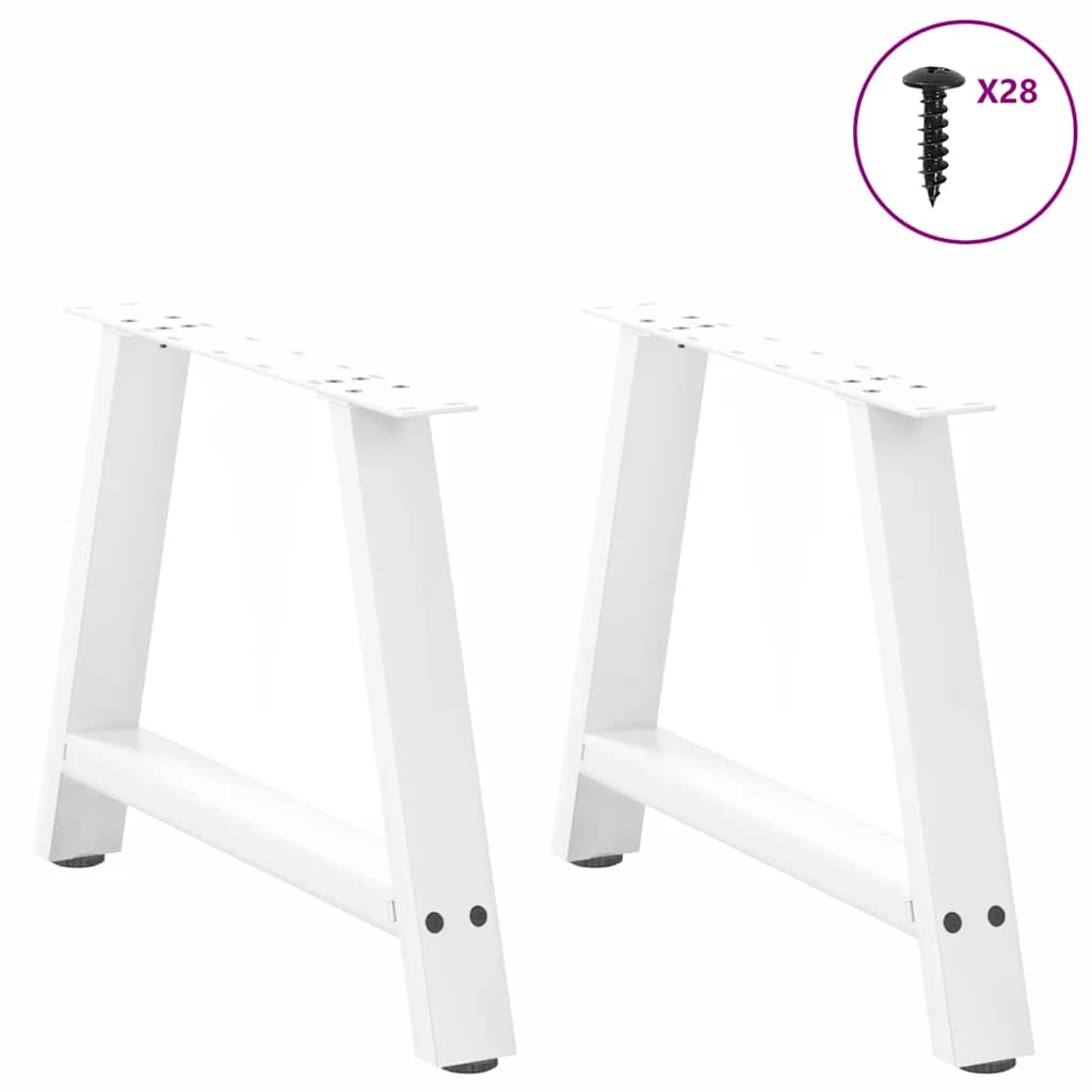 Pieds de table basse en forme de A, 2 pièces, blanc, 60 x 42-43 cm, acier