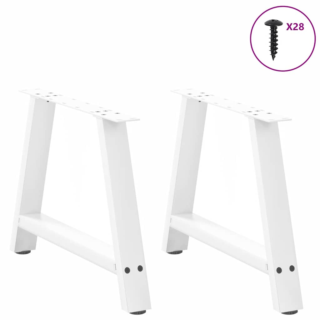 Pieds de table basse en forme de A, 2 pièces, blanc, 70 x 42-43 cm, acier