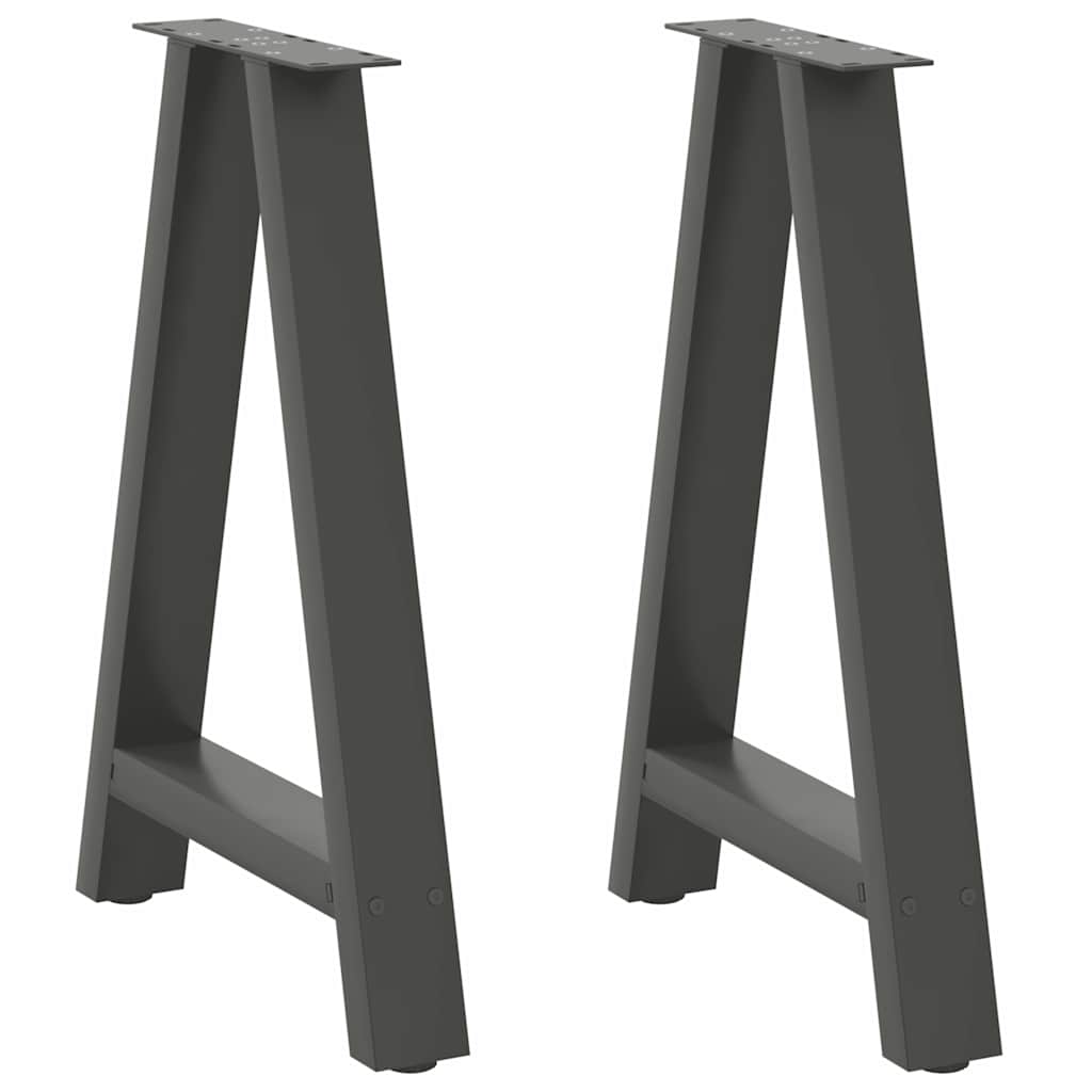 Pieds de table à manger en forme de A, 2 pièces, anthracite, 60 x 72-73 cm, acier