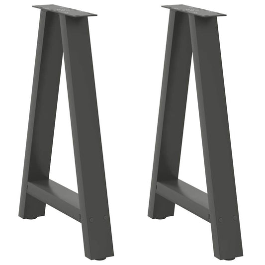 Pieds de table à manger en forme de A, 2 pièces, anthracite, 60 x 72-73 cm, acier