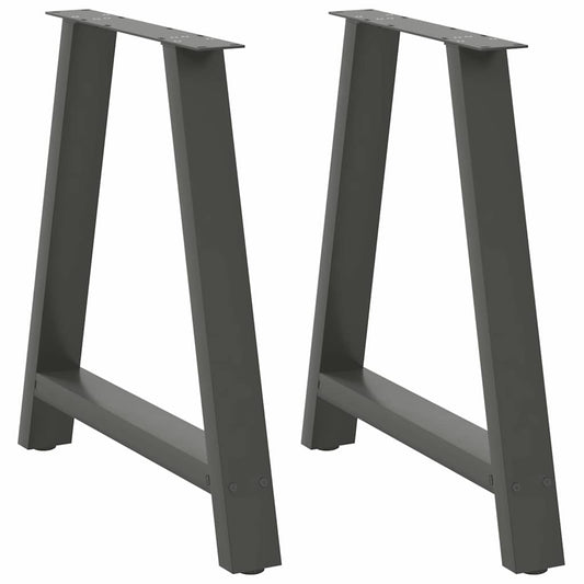 Pieds de table à manger en forme de A, 2 pièces, anthracite, 80 x (72-73) cm, acier