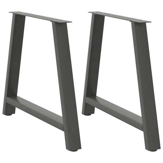 Pieds de table à manger en forme de A, 2 pièces, anthracite, 90 x (72-73) cm, acier