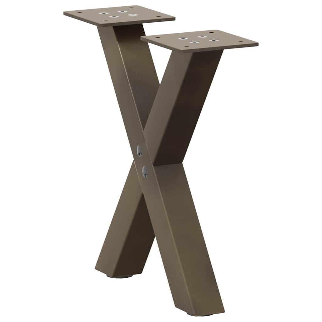 Pieds de table basse en forme de X, 2 pièces, acier naturel, 30 x (30-31) cm
