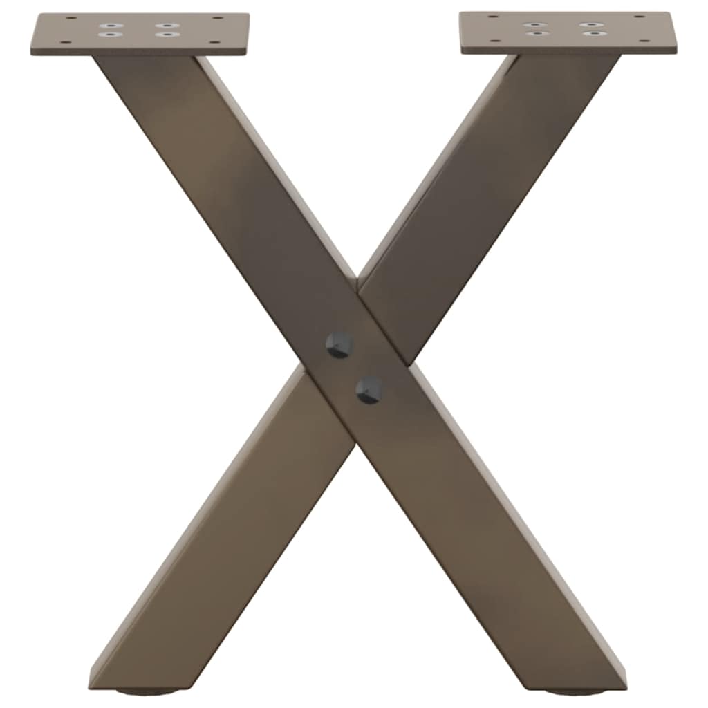 Pieds de table basse en forme de X, 2 pièces, acier naturel, 30 x (30-31) cm