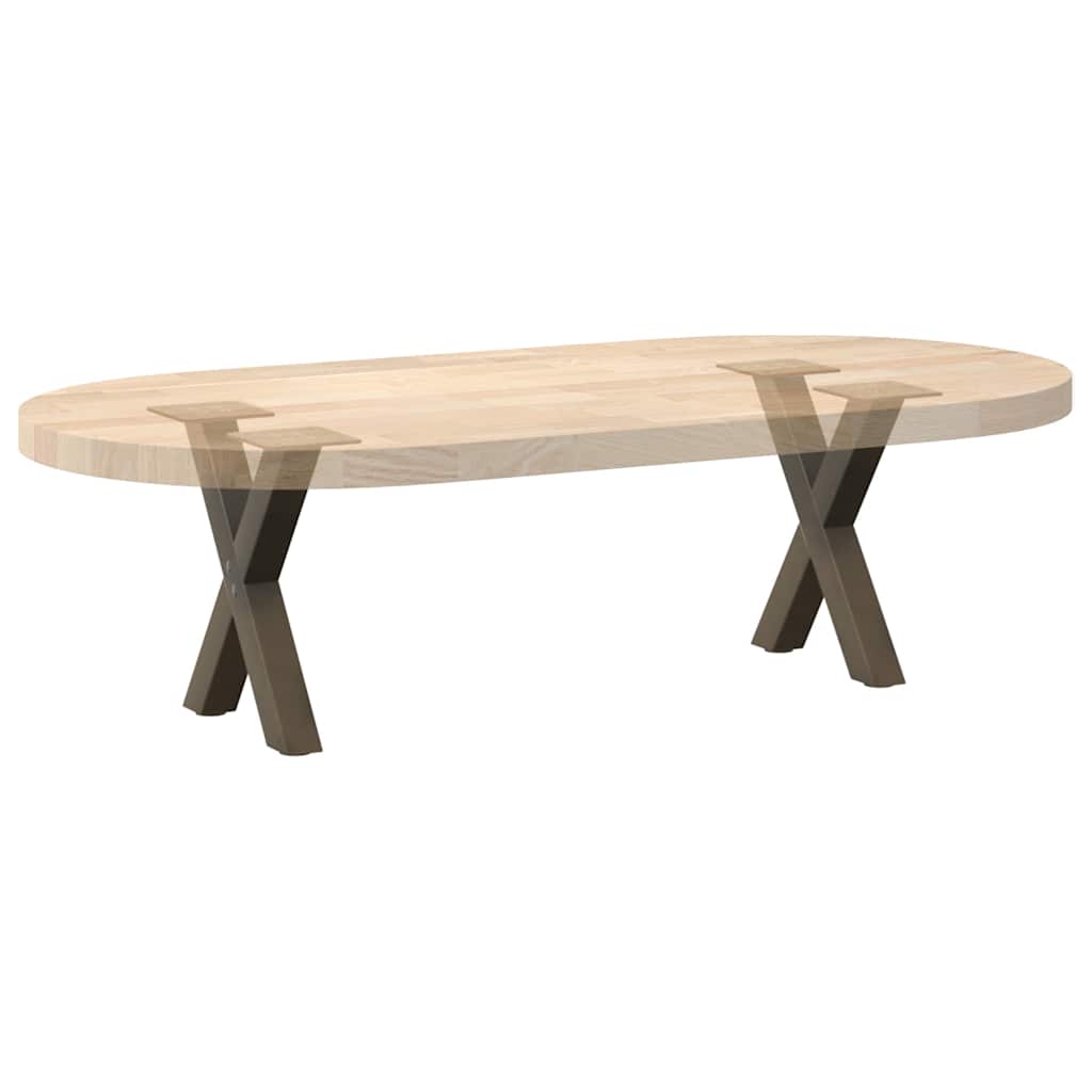 Pieds de table basse en forme de X, 2 pièces, acier naturel, 30 x (30-31) cm
