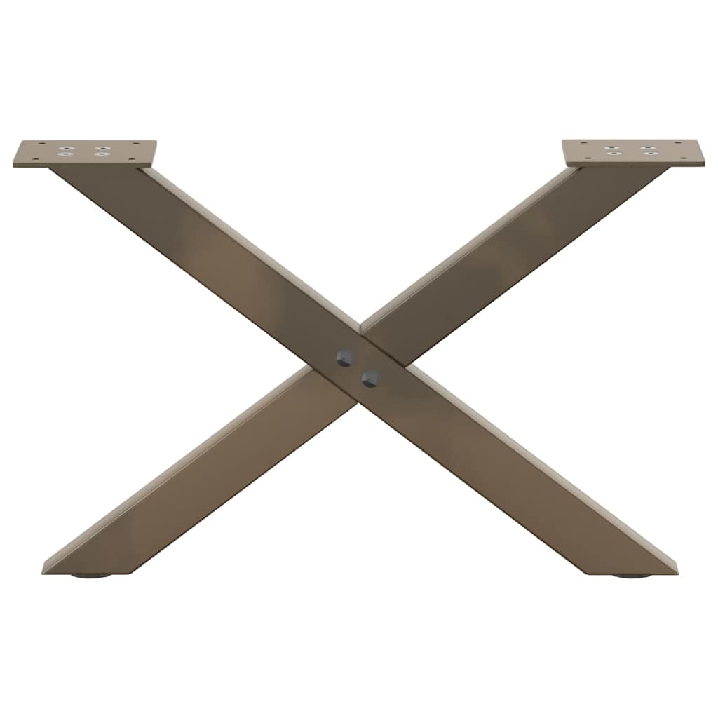 Pieds de table basse en forme de X, 2 pièces, acier naturel, 50 x (30-31) cm