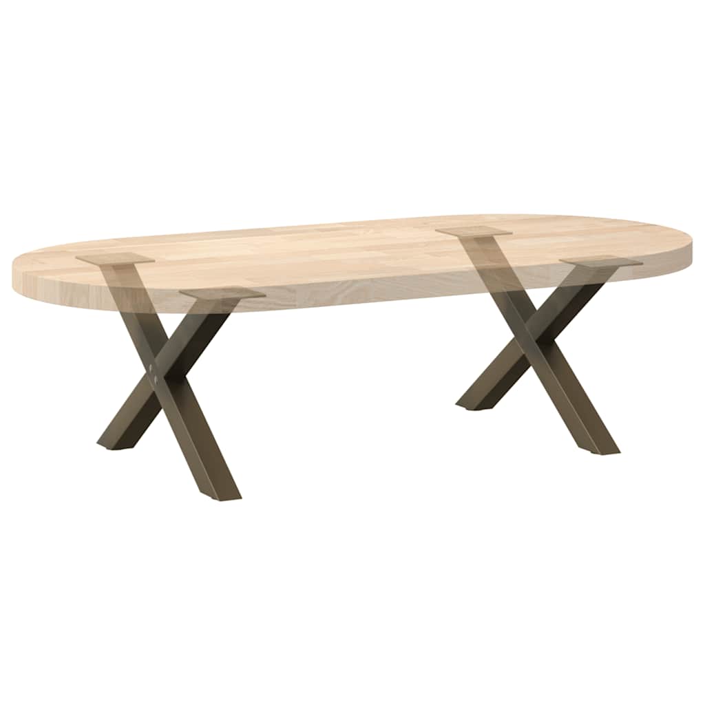 Pieds de table basse en forme de X, 2 pièces, acier naturel, 50 x (30-31) cm
